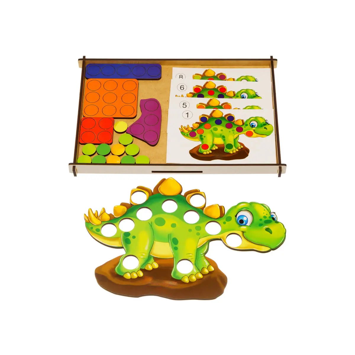 Medinė įstatoma dėlionė „Mozaika: Dinozauriukas“