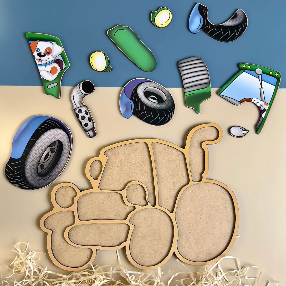 Kontūrinė dėlionė (medinė) – Traktorius - Image 2