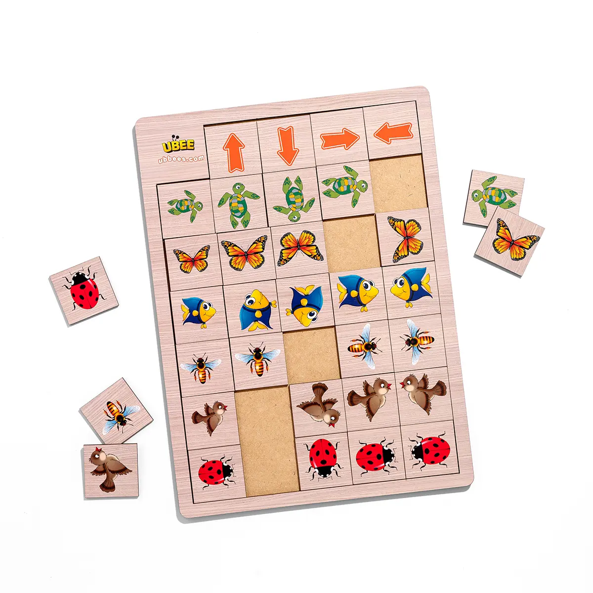 Medinė dėlionė–rūšiuoklis „Nurodyk kryptį – 2“