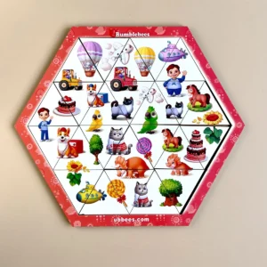 Medinė dėlionė–galvosūkis „Spalva ir dydis“