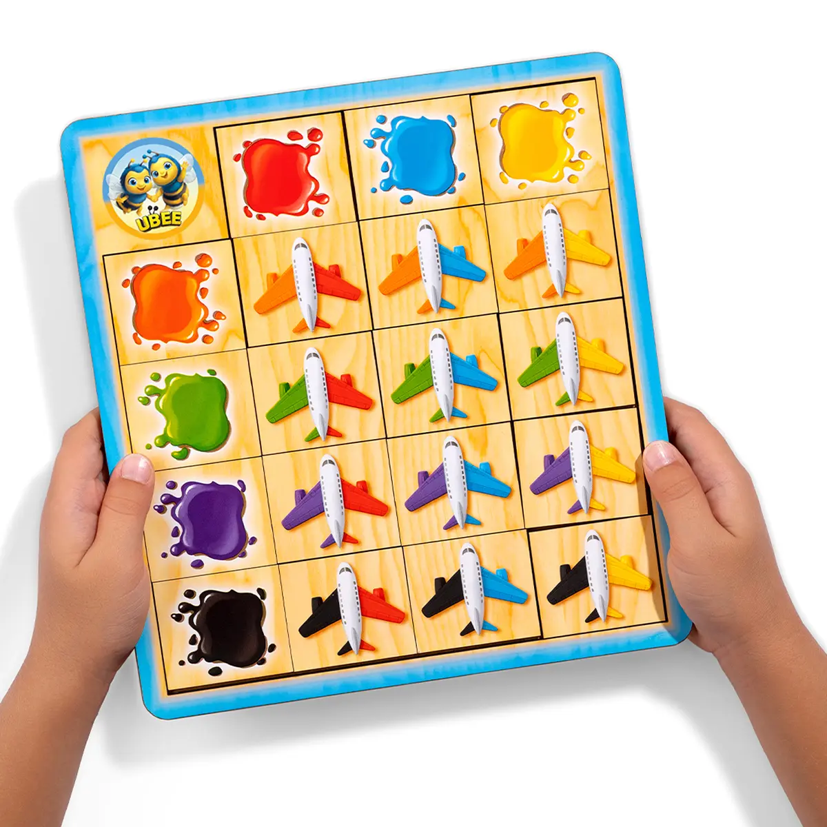 Medinė dėlionė–rūšiuoklis „Lėktuvai: spalvos“