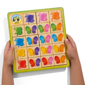 Medinė dėlionė–rūšiuoklis „Drugeliai: spalvos“