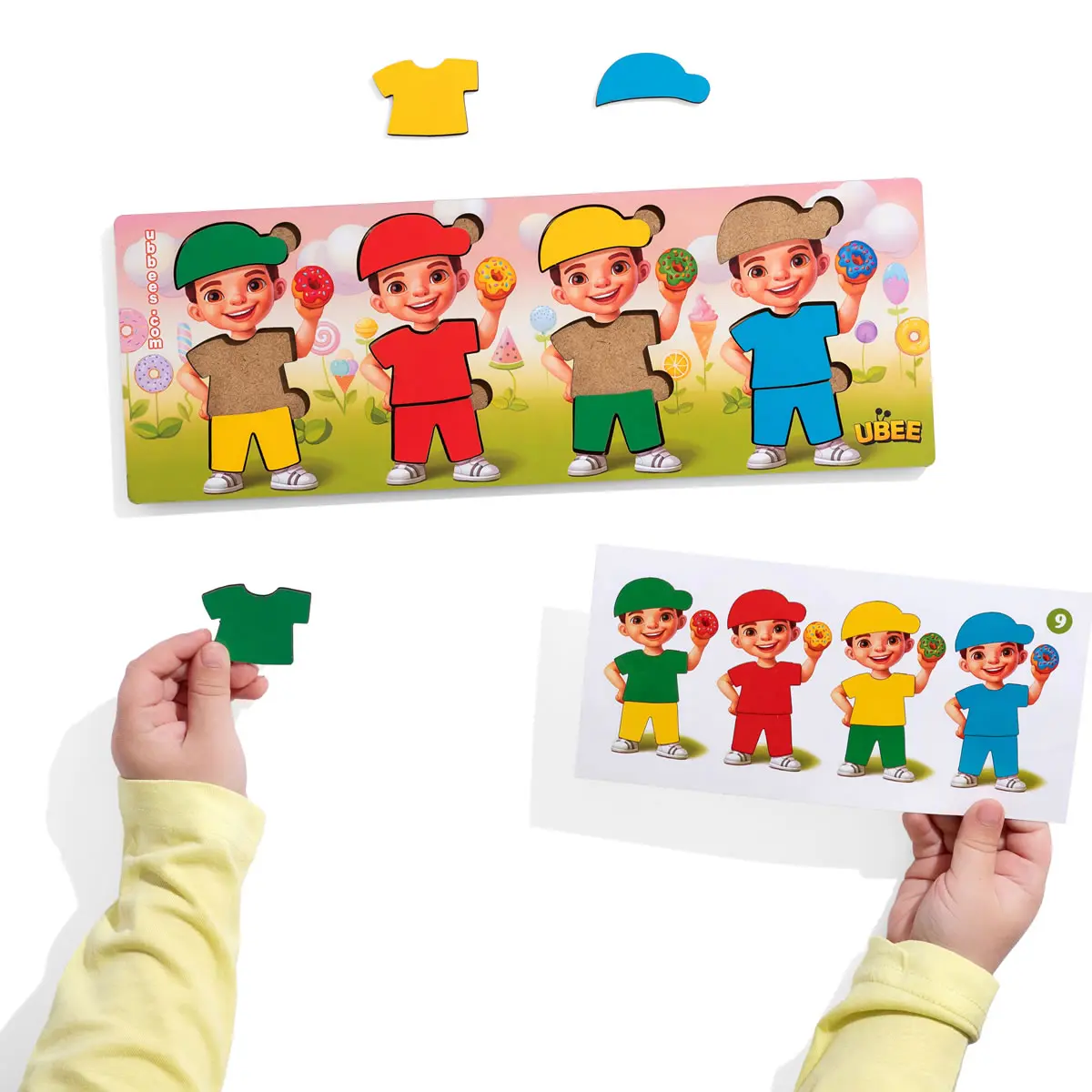 Medinis dėlionės rūšiuoklis „Berniukai su spurgomis“ - Image 2