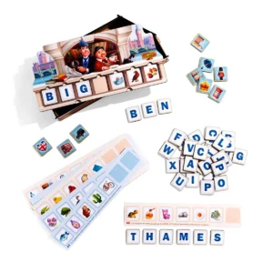 Medinis lavinamasis vaikiškas žaidimas „Rebusai anglų kalba“