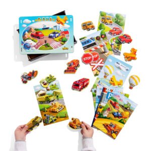 Medinė įstatomoji dėlionė „Loto: transporto priemonės“